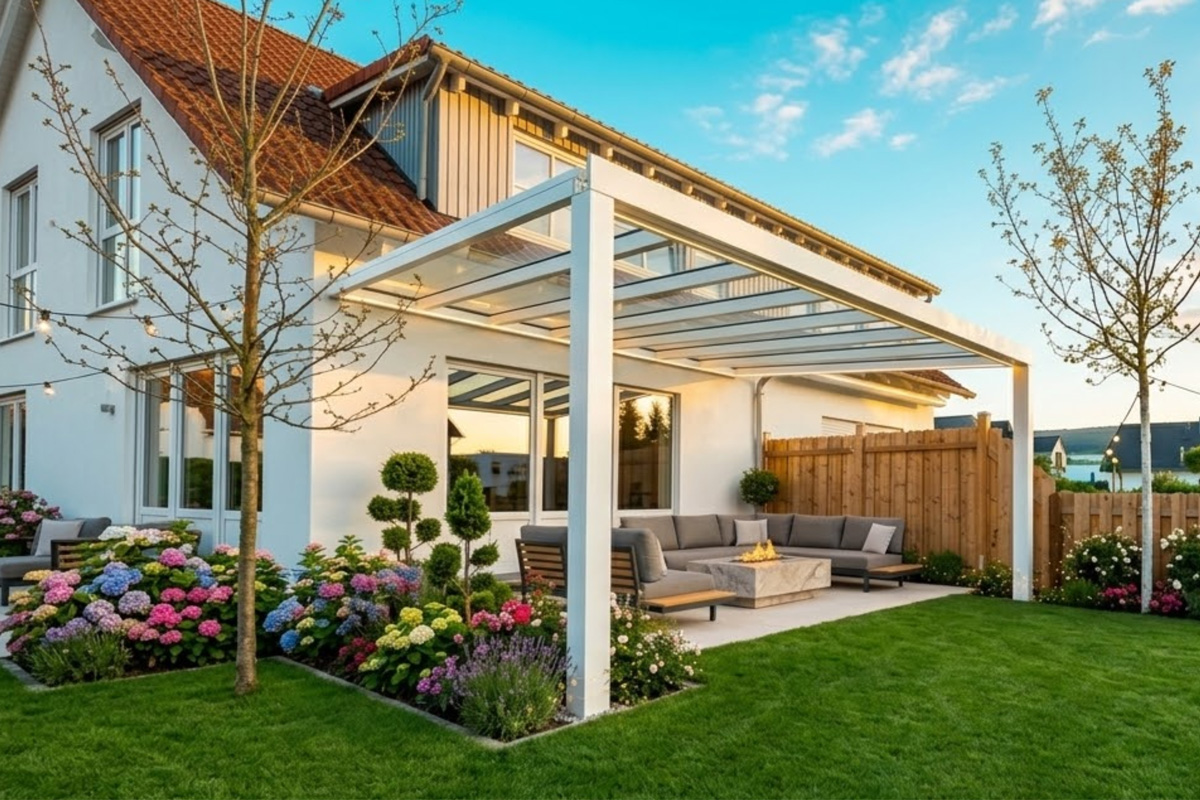 Terrassenüberdachung LED Abend Hannover